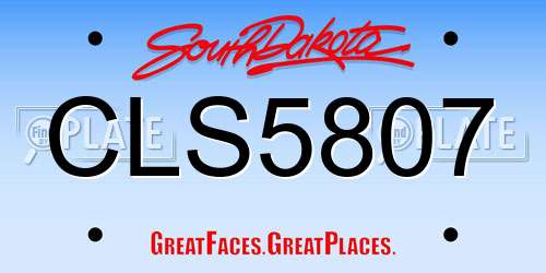 CLS5807 South Dakota License Plate