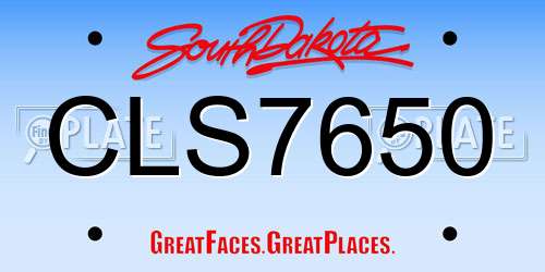 CLS7650 South Dakota License Plate