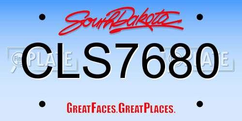 CLS7680 South Dakota License Plate