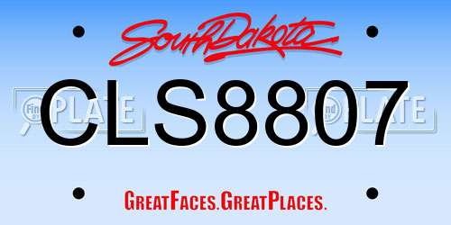 CLS8807 South Dakota License Plate