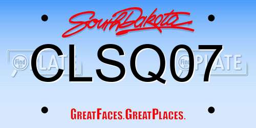 CLSQ07 South Dakota License Plate