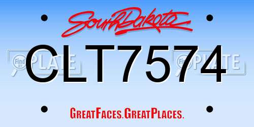 CLT7574 South Dakota License Plate