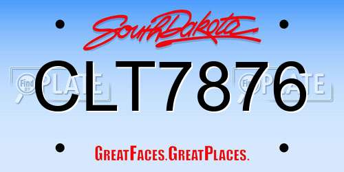 CLT7876 South Dakota License Plate