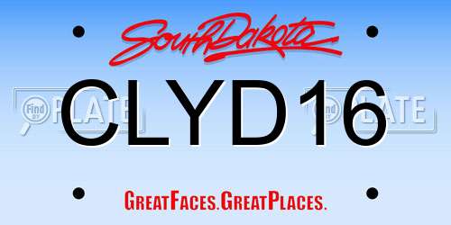 CLYD16 South Dakota License Plate