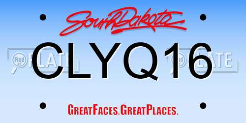 CLYQ16 South Dakota License Plate