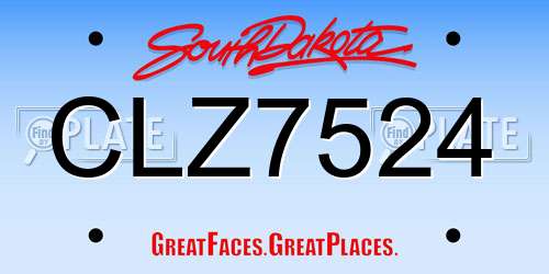 CLZ7524 South Dakota License Plate
