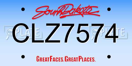 CLZ7574 South Dakota License Plate