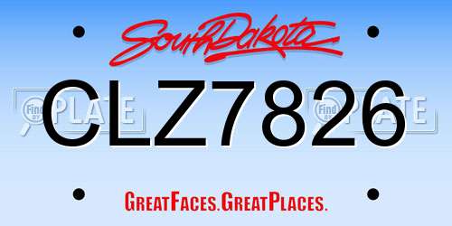 CLZ7826 South Dakota License Plate