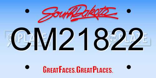 CM21822 South Dakota License Plate