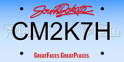 CM2K7H South Dakota License Plate
