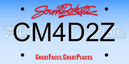 CM4D2Z South Dakota License Plate