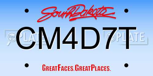 CM4D7T South Dakota License Plate