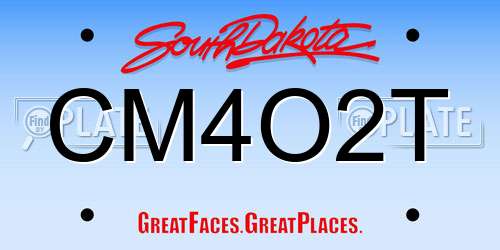 CM4O2T South Dakota License Plate