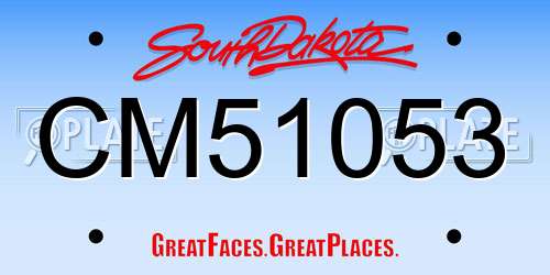 CM51053 South Dakota License Plate