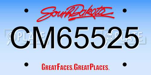 CM65525 South Dakota License Plate