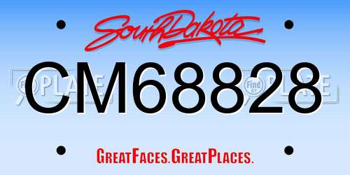 CM68828 South Dakota License Plate