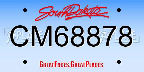 CM68878 South Dakota License Plate