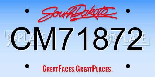 CM71872 South Dakota License Plate