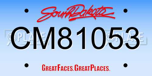 CM81053 South Dakota License Plate