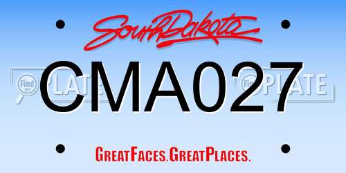 CMA027 South Dakota License Plate