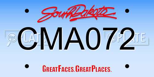 CMA072 South Dakota License Plate