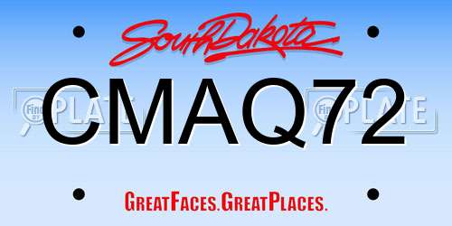 CMAQ72 South Dakota License Plate