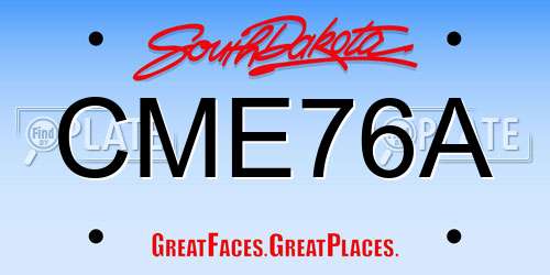 CME76A South Dakota License Plate