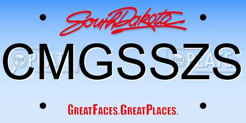 CMGSSZS South Dakota License Plate