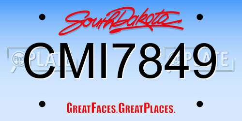 CMI7849 South Dakota License Plate