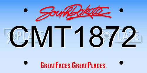 CMT1872 South Dakota License Plate
