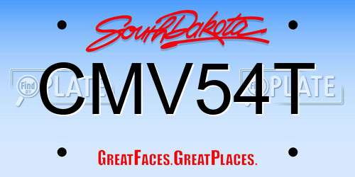 CMV54T South Dakota License Plate