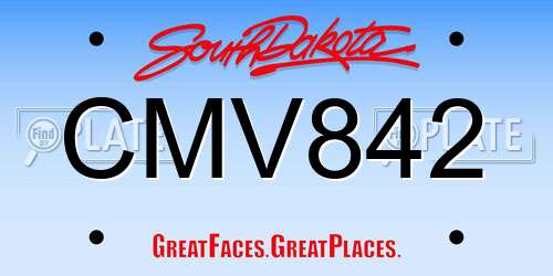 CMV842 South Dakota License Plate