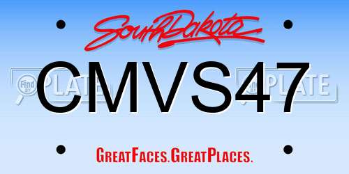 CMVS47 South Dakota License Plate
