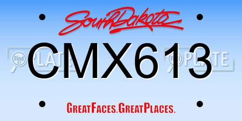 CMX613 South Dakota License Plate