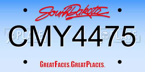 CMY4475 South Dakota License Plate