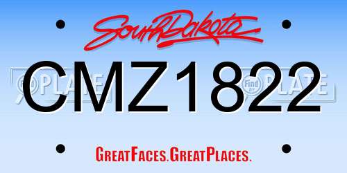 CMZ1822 South Dakota License Plate