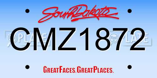 CMZ1872 South Dakota License Plate
