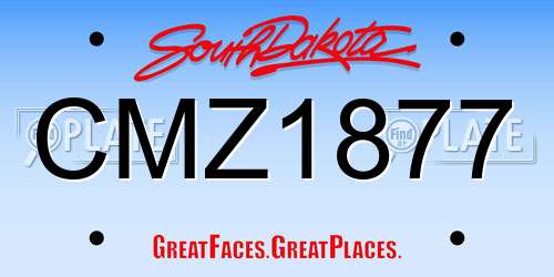 CMZ1877 South Dakota License Plate
