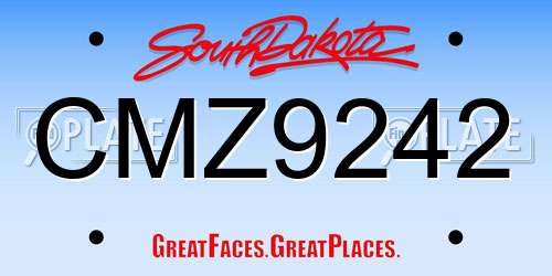 CMZ9242 South Dakota License Plate