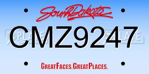 CMZ9247 South Dakota License Plate