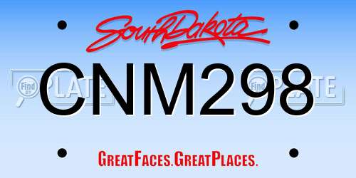 CNM298 South Dakota License Plate
