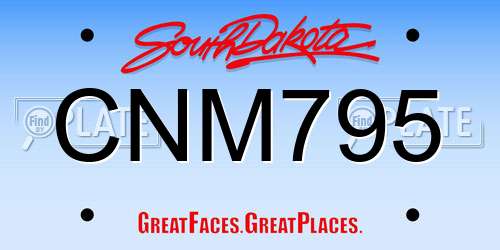 CNM795 South Dakota License Plate
