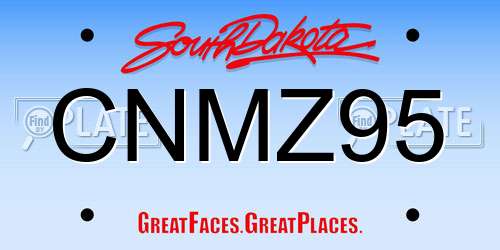 CNMZ95 South Dakota License Plate