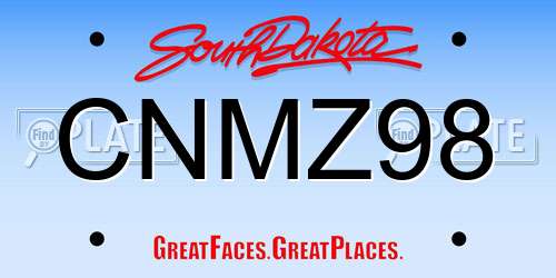 CNMZ98 South Dakota License Plate
