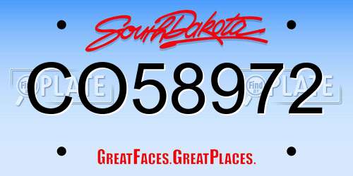 CO58972 South Dakota License Plate