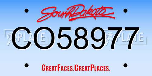 CO58977 South Dakota License Plate