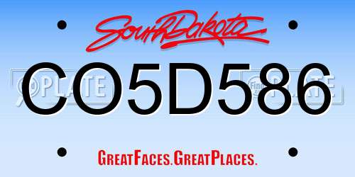 CO5D586 South Dakota License Plate