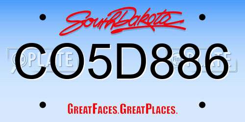 CO5D886 South Dakota License Plate
