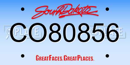 CO80856 South Dakota License Plate
