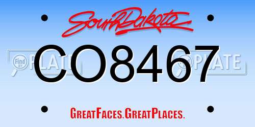 CO8467 South Dakota License Plate